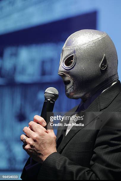 Mexican fighter Hijo del Santo holds a press conference as part of the celebrations for the 26th death anniversary of his father El Santo in the...