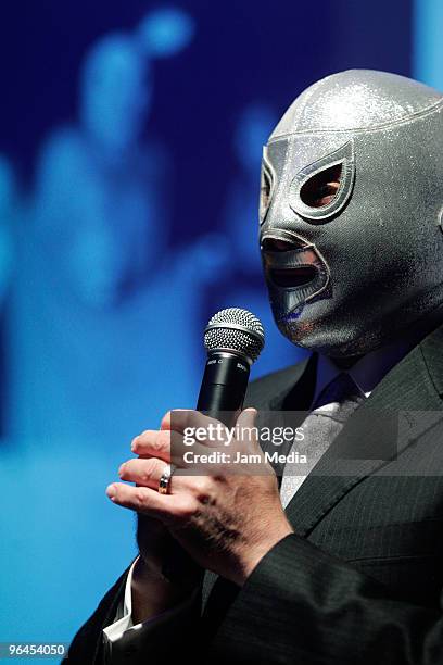 Mexican fighter Hijo del Santo holds a press conference as part of the celebrations for the 26th death anniversary of his father El Santo in the...