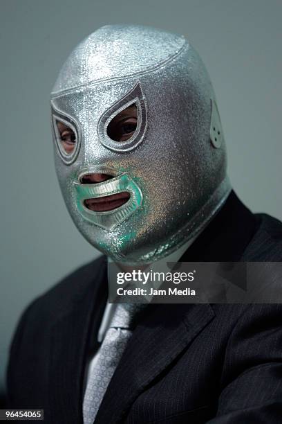 Mexican fighter Hijo del Santo holds a press conference as part of the celebrations for the 26th death anniversary of his father El Santo in the...