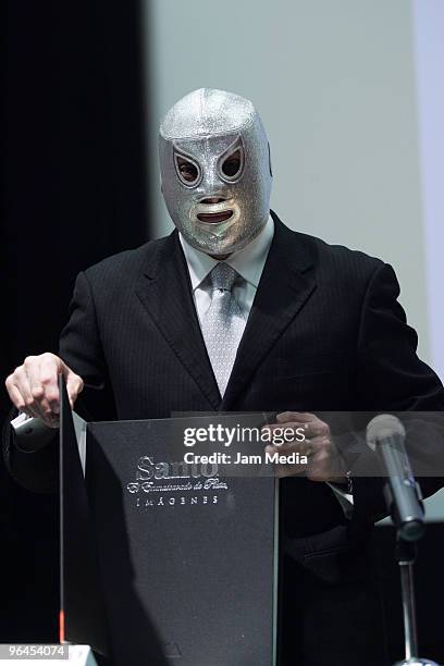 Mexican fighter Hijo del Santo holds a press conference as part of the celebrations for the 26th death anniversary of his father El Santo in the...