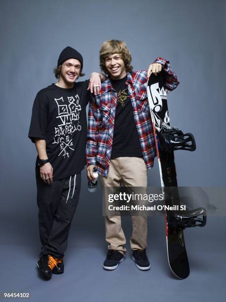 Winter Games Preview: Team USA snowboarder Louis Vito and Kevin Pearce are photographed for Sports Illustrated on September 14, 2009 in Chicago,...