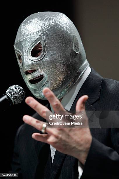 Mexican fighter Hijo del Santo holds a press conference as part of the celebrations for the 26th death anniversary of his father El Santo in the...