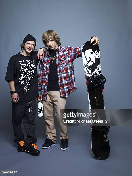 Winter Games Preview: Team USA snowboarder Louis Vito and Kevin Pearce are photographed for Sports Illustrated on September 14, 2009 in Chicago,...