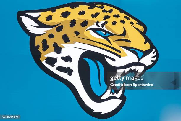 Jacksonville Jaguars logo along the fence during the Jaguars OTA on May 31, 2018 at Dream Finders Homes Practice Complex in Jacksonville, Fl.