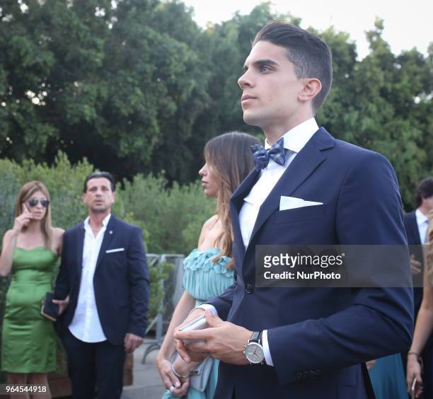 Real Betis' Spanish defender Marc Bartra attends Sergi Roberto, and the Israeli model, Coral Simanovich, wedding in Tel Aviv, Israel, on 30 May 2018.