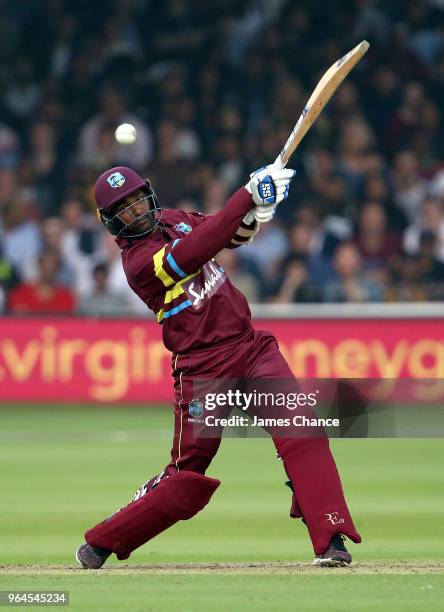 Denesh Ramdin of West Indies bats during the Hurricane Relief T20 match between the ICC World XI and West Indies at Lord's Cricket Ground on May 31,...