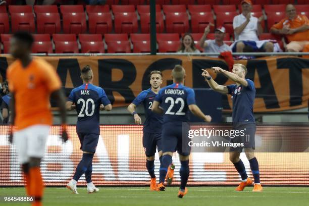 Quincy Promes of Holland, Robert Mak of Slovakia, Peter Pekarik of Slovakia, Stanislav Lobotka of Slovakia, Adam Nemec of Slovakia during the...