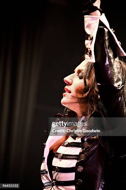 Cristina Scabbia of Lacuna Coil performs on stage at Shepherds Bush Empire on February 5, 2010 in London, England.