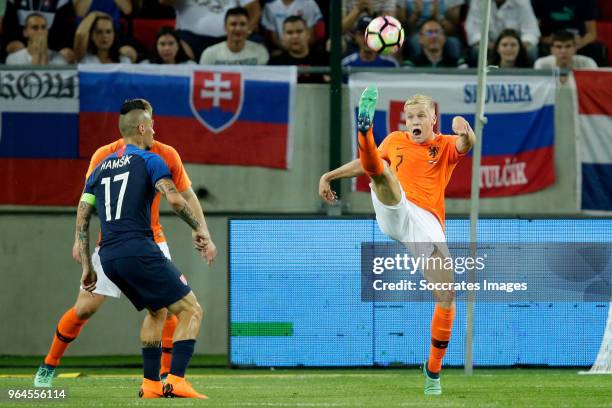 Donny van de Beek of Holland during the International Friendly match between Slovakia v Holland at the City Arena on May 31, 2018 in Trnava Slovakia
