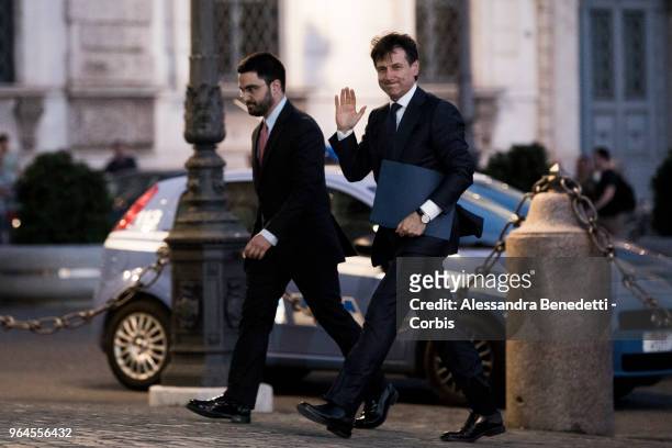 Italy's newly appointed Prime Minister Giuseppe Conte enters the Quirinale Presidential Palace to receive the mandate to form a new government on May...