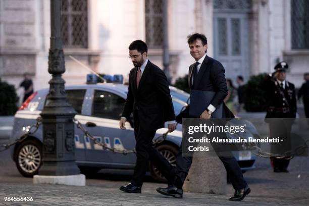 Italy's newly appointed Prime Minister Giuseppe Conte enters the Quirinale Presidential Palace to receive the mandate to form a new government on May...