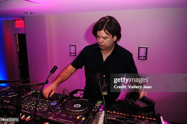 Paul Oakenfold on deck spining during the Jose Cuervo Platino Penthouse at Eden Roc Renaissance Miami Beach on February 5, 2010 in Miami Beach City.