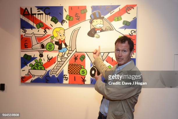Nick Moran attends Alec Monopoly's, 'Breaking the Bank on Bond Street' exhibition launch party at the Eden Fine Art Gallery on May 31, 2018 in...