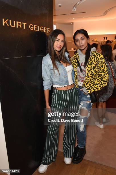 Ana Tanaka and Shree Patel attend the Kurt Geiger London Boutique launch at Selfridges on May 31, 2018 in London, England.