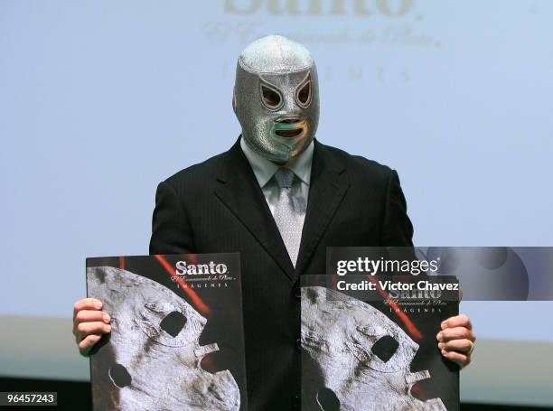 El Hijo del Santo promotes a new book by Conaculta "Santo El Enmascarado de Plata Imagenes" at Museo Nacional De Arte on February 5, 2010 in Mexico...