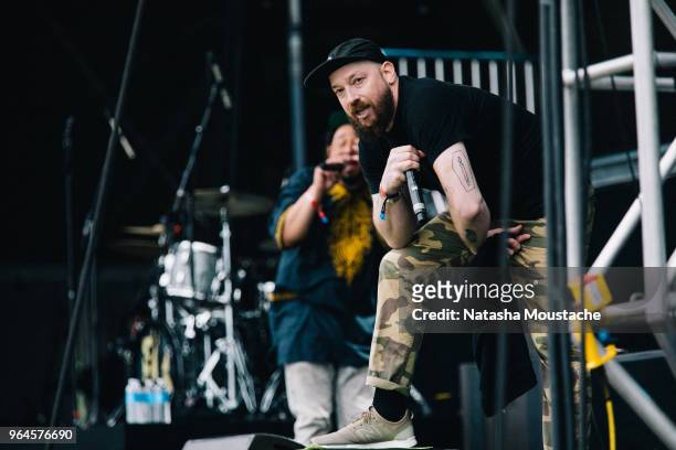 Chris and Moe Pope of STL GLD perform onstage during day 3 of 2018 Boston Calling Music Festival at Harvard Athletic Complex on May 27, 2018 in...
