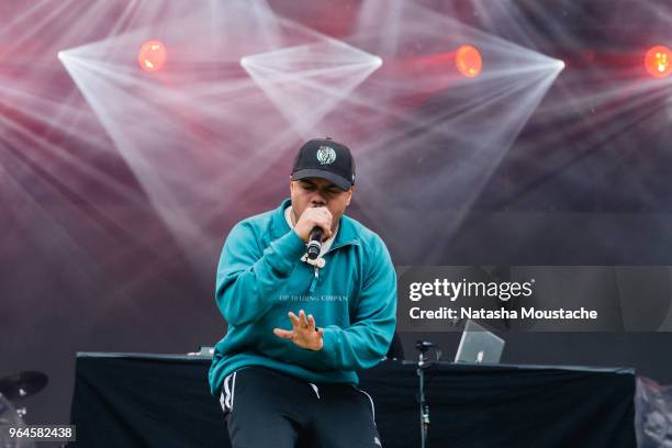 Taylor Bennett performs onstage during day 3 of 2018 Boston Calling Music Festival at Harvard Athletic Complex on May 27, 2018 in Boston,...