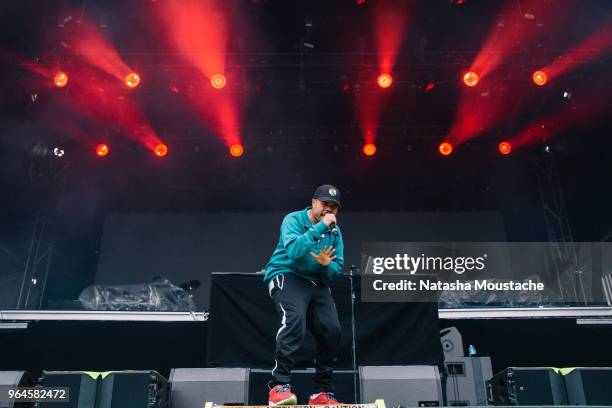 Taylor Bennett performs onstage during day 3 of 2018 Boston Calling Music Festival at Harvard Athletic Complex on May 27, 2018 in Boston,...