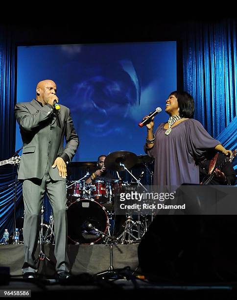 Donnie McClurkin and Ce Ce Wiinans perform at the James L. Knight Center as part of The 11th Annual Super Bowl Gospel Celebration on February 5, 2010...