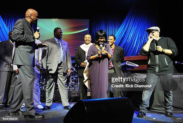 Donnie McClurkin, Ce Ce Wiinans and Israel Houghton along with The NFL Players Choir perform at the James L. Knight Center as part of The 11th Annual...
