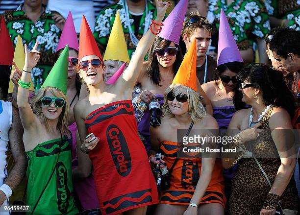 Fans enjoy during day two of the Wellington IRB Sevens at Westpac Stadium on February 6, 2010 in Wellington, New Zealand.