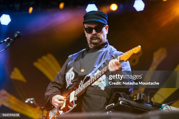 Guitarist Chris Funk of The Decemberists perform onstage during day 3 of 2018 Boston Calling Music Festival at Harvard Athletic Complex on May 27,...