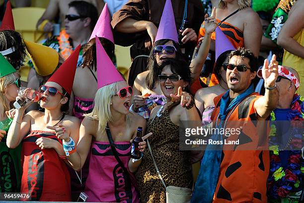 Fans enjoy day two of the Wellington IRB Sevens at Westpac Stadium on February 6, 2010 in Wellington, New Zealand.
