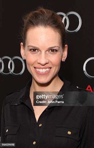 Hilary Swank attends the Superbowl XLIV with Audi at the W Hotel - South Beach on February 5, 2010 in Miami Beach, Florida.