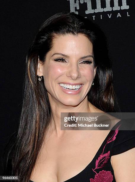 Actress Sandra Bullock arrives at the American Riviera Award at the 25th Annual Santa Barbara International Film Festival at the Arlington Theatre on...