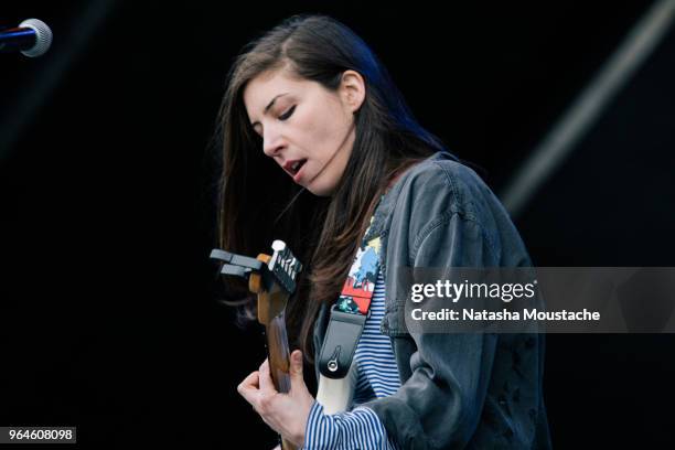 Sonia Sturino of Weakened Friends perform onstage during day 3 of 2018 Boston Calling Music Festival at Harvard Athletic Complex on May 27, 2018 in...