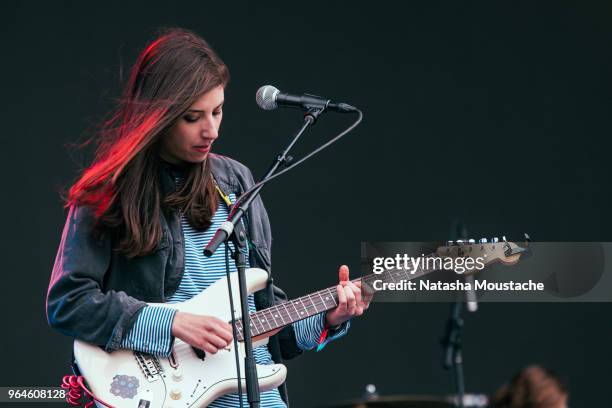 Sonia Sturino of Weakened Friends perform onstage during day 3 of 2018 Boston Calling Music Festival at Harvard Athletic Complex on May 27, 2018 in...