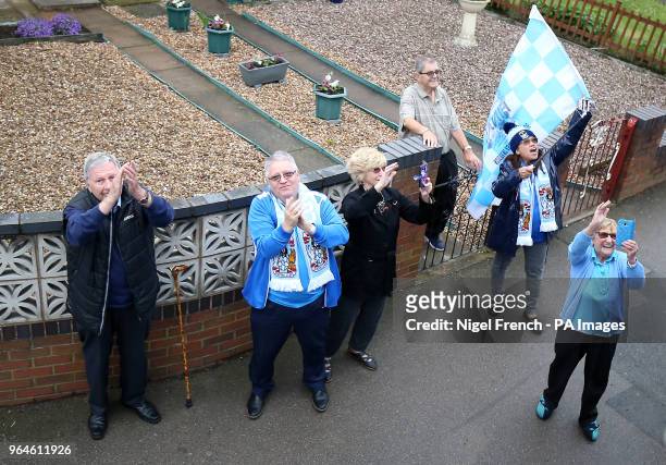 Coventry City fans during the Sky Bet League Two promotion parade in Coventry.Coventry City fans during the Sky Bet League Two promotion parade in...