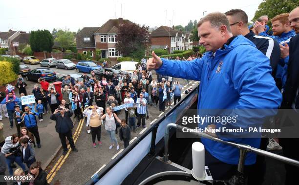 Coventry City manager Mark Robins during the Sky Bet League Two promotion parade in Coventry.