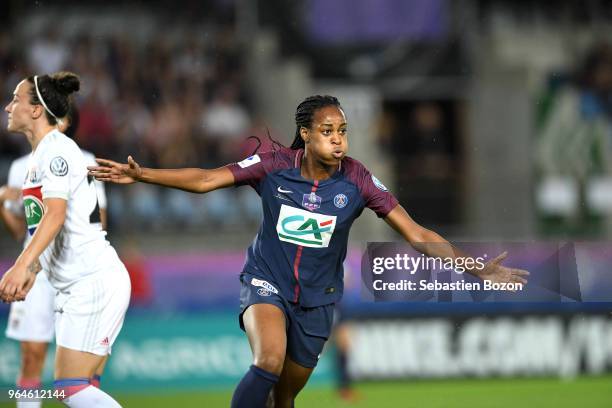 Marie Antoinette Katoto of Paris during the Women's French National Cup Final match between Paris Saint Germain and Lyon at La Meinau Stadium on May...