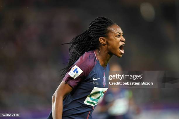 Marie Antoinette Katoto of Paris during the Women's French National Cup Final match between Paris Saint Germain and Lyon at La Meinau Stadium on May...