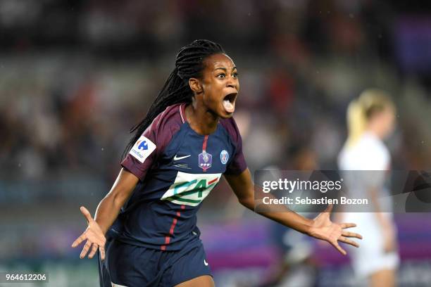 Marie Antoinette Katoto of Paris during the Women's French National Cup Final match between Paris Saint Germain and Lyon at La Meinau Stadium on May...