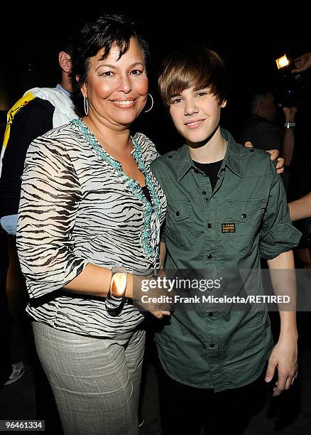 Chairman & CEO Debra Lee and singer Justin Bieber backstage at the BET SOS Saving Ourselves - Help for Haiti benefit concert and telethon at...