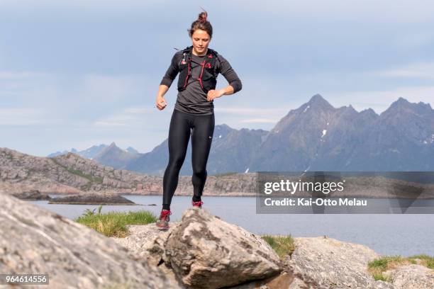 Kristin Brandtsegg Lome out for a small testrun the day before The Arctic Triple // Lofoten Ultra-Trail on May 31, 2018 in Svolvar, Norway. Lofoten...