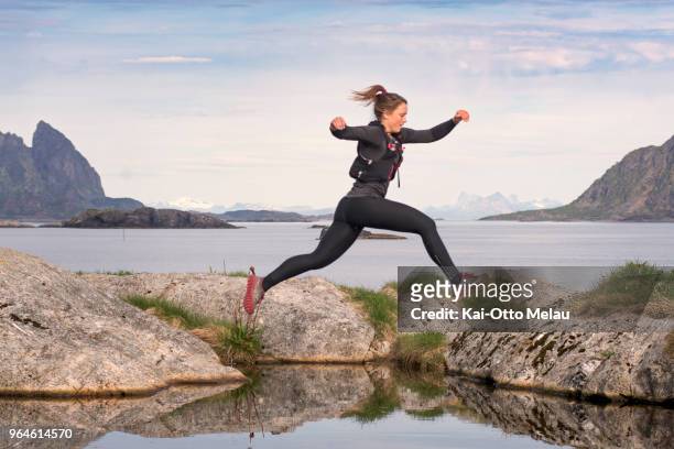 Kristin Brandtsegg Lome out for a small testrun the day before The Arctic Triple // Lofoten Ultra-Trail on May 31, 2018 in Svolvar, Norway. Lofoten...