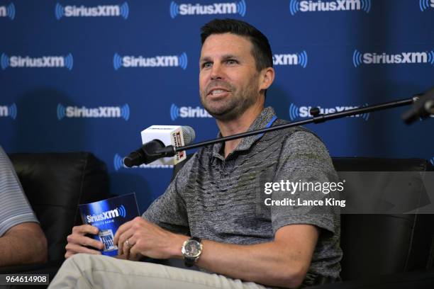 SiriusXM host Chris Spatola sits down for SiriusXM's Town Hall With Hall Of Fame Coach Mike Krzyzewski at Bill Brill Media Room in Cameron Indoor...