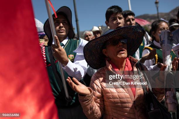 Corpus Christi is celebrated in Plaza De Armas on May 31, 2018 in Cusco, Peru. Members of the public and Catholics participated in the central mass...