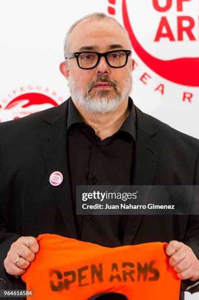 Alex de la Iglesia attends Open Arms GNO meeting at Pabellon de los Jardines de Cecilio Rodriguez on May 31, 2018 in Madrid, Spain.