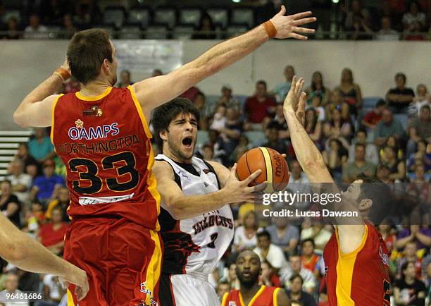 Stephen Weigh of the Wildcats in action during the round 19 NBL match between the Melbourne Tigers and the Perth Wildcats at State Netball Hockey...