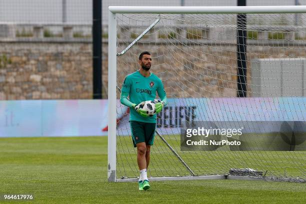 Portugal goalkeeper Rui Patricio during the training session at Cidade do Futebol training camp in Oeiras, outskirts of Lisbon, on May 31, 2018 ahead...