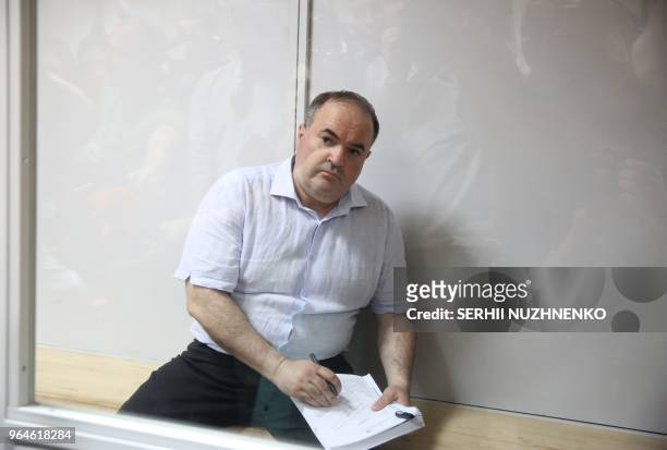 Boris German, head of a Ukrainian-German weapons firm, attends a court hearing in Kiev on May 31, 2018 after being arrested the day before for being...