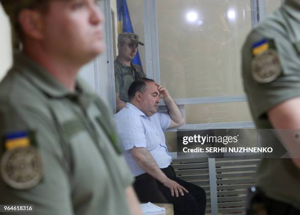 Boris German, head of a Ukrainian-German weapons firm, attends a court hearing in Kiev on May 31, 2018 after being arrested the day before for being...