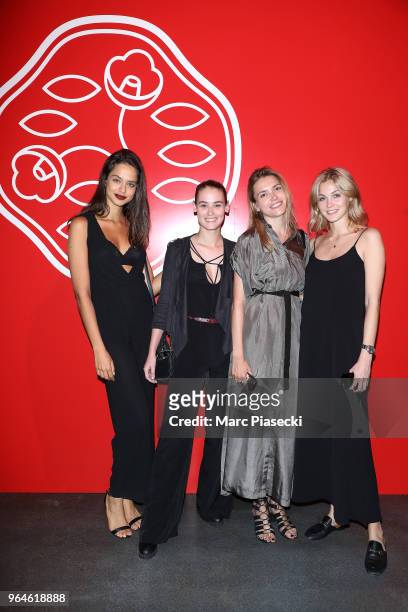 Alyne Lia, Morgane Lecouet, a guest and Sofia Forsman attend the #Ultimune Launch Event on May 31, 2018 in Paris, France.