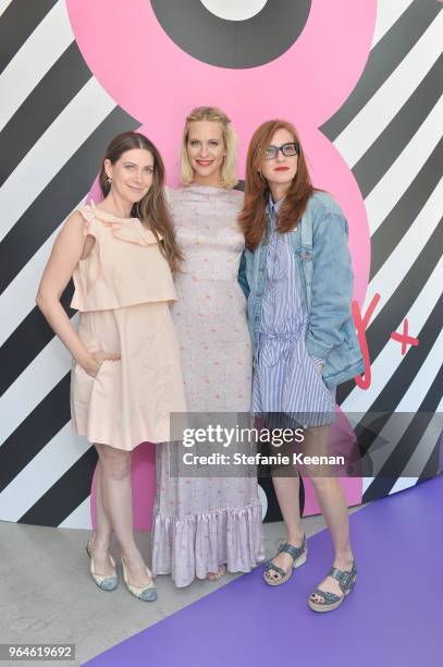 Rochelle Gores Fredston, Poppy Delevingne and Violet Grey CEO April Uchitel attend the Jo Malone London & Poppy Delevingne Celebrates the Launch of...