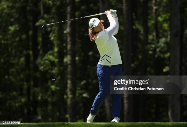 Inbee Park of South Korea plays a tee shot on the second hole during the first round of the 2018 U.S. Women's Open at Shoal Creek on May 31, 2018 in...