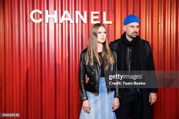 Alexandra Revenko and Anton Sevidov attend the Chanel Replica Show In Moscow "Metiers D'Art Paris - Hamburg 2017-18" on May 31, 2018 in Moscow,...